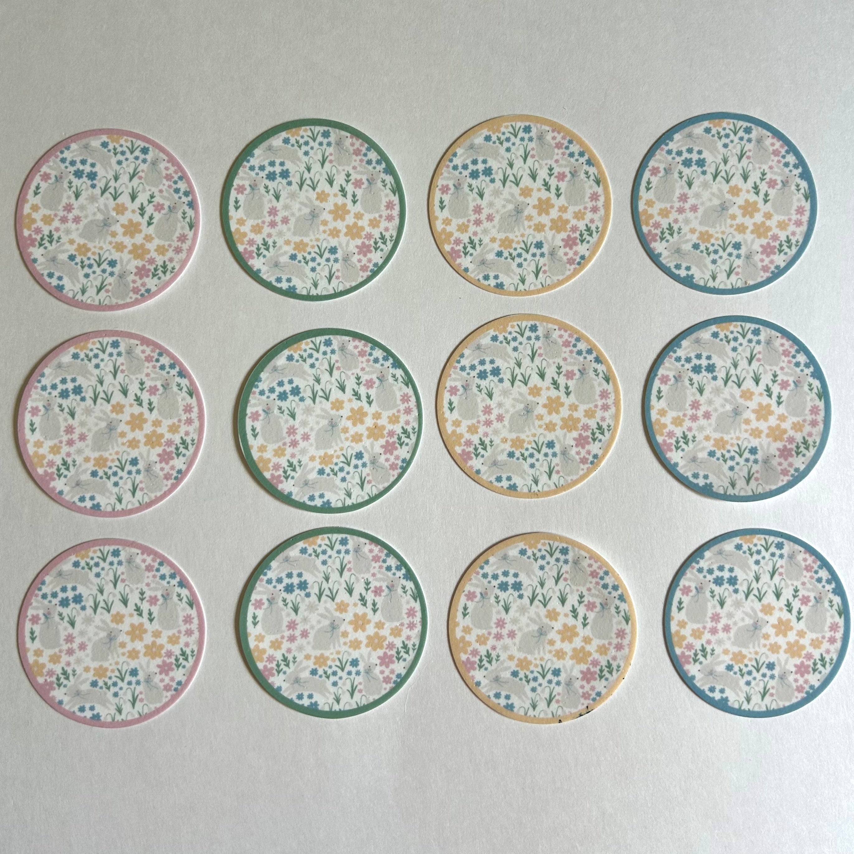 Easter Floral Print Pre-Cut Edible Images (12 Pack, Regular Size)