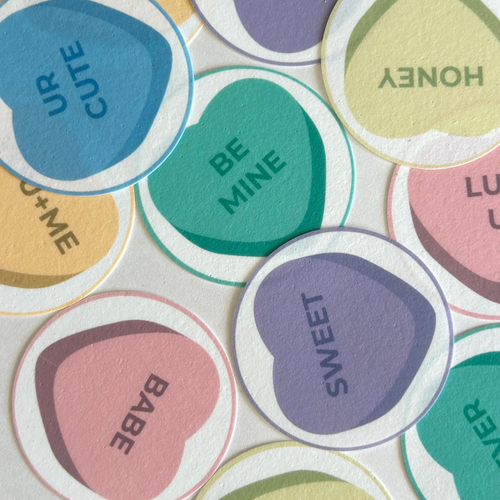 Conversation Heart Pre-Cut Edible Images (12 Pack, Regular Size, White)