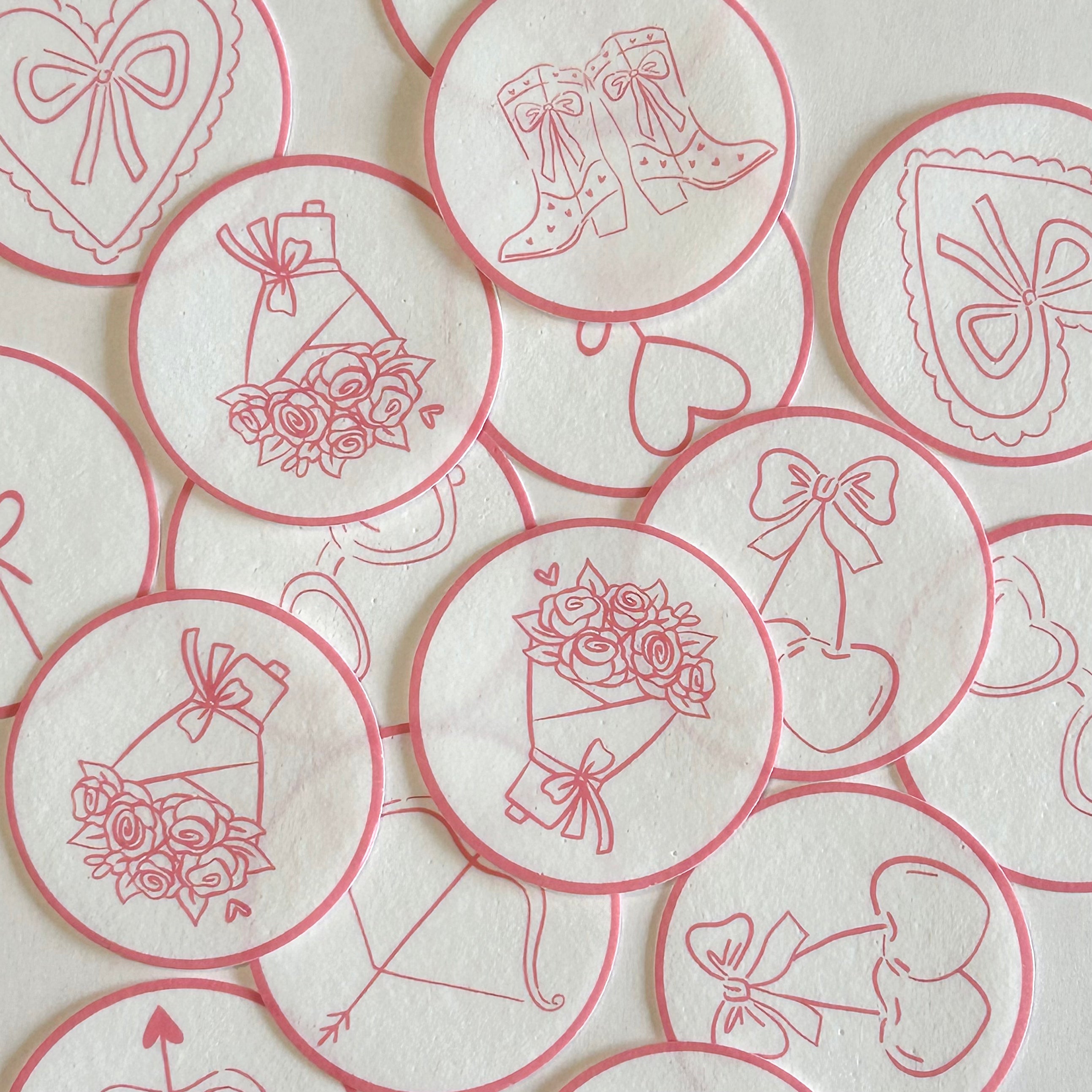 Trendy Pink Valentine's Day Pre-Cut Edible Images (16 Pack, MINI Size)